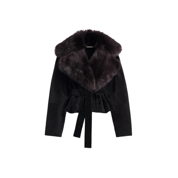 Nour Hammour Jackets Color | Renata Velvety Shearling Jacket luxury leather Jackets from Coveti