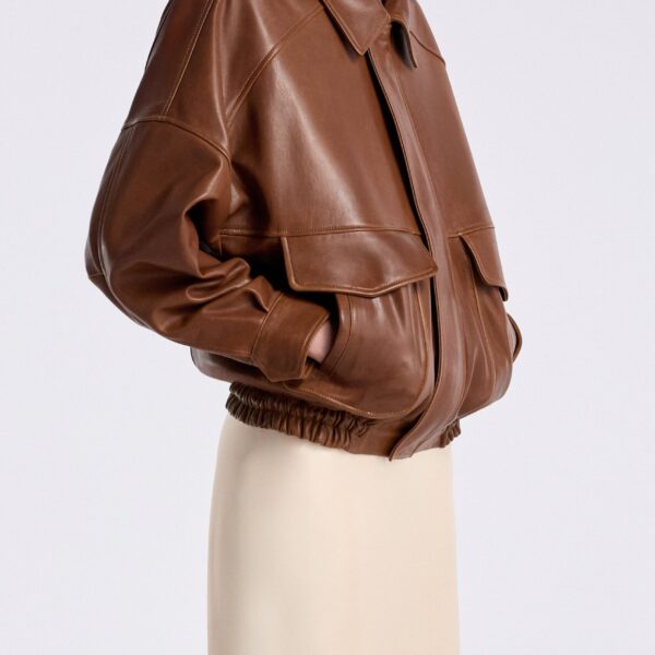 Nour Hammour Jackets Color | Runa Soft Leather Bomber luxury leather Jackets from Coveti