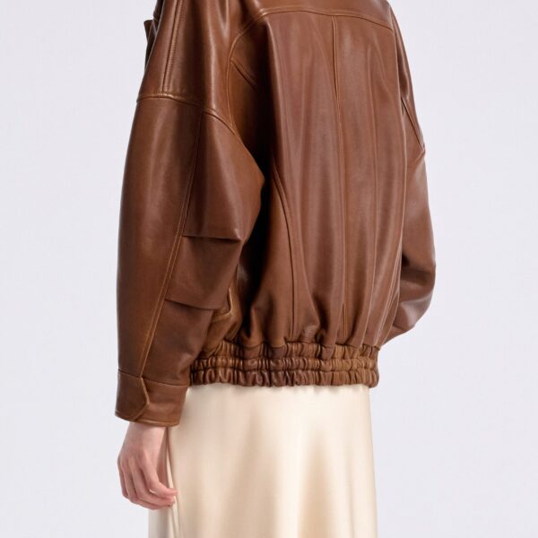 Nour Hammour Jackets Color | Runa Soft Leather Bomber luxury leather Jackets from Coveti