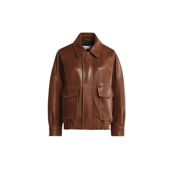 Nour Hammour Jackets Color | Runa Soft Leather Bomber Jacket luxury leather Jackets from Coveti