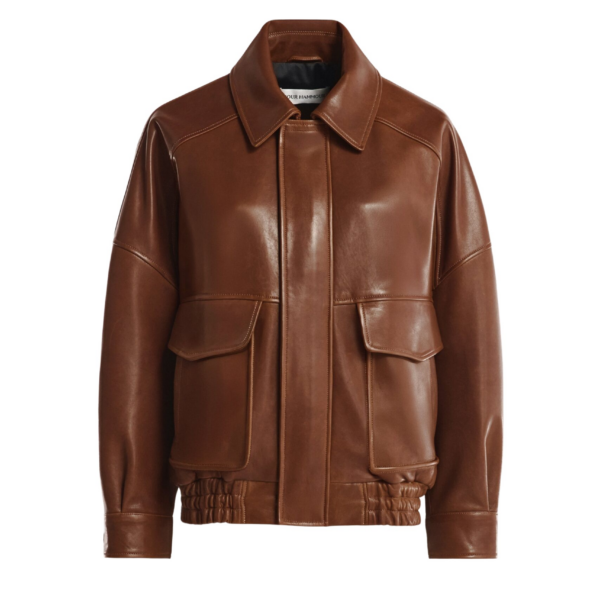Nour Hammour Jackets Color | Runa Soft Leather Bomber luxury leather Jackets from Coveti