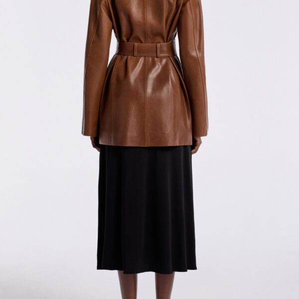 Nour Hammour Jackets Color | Safka Belted Leather Jacket luxury leather Jackets from Coveti