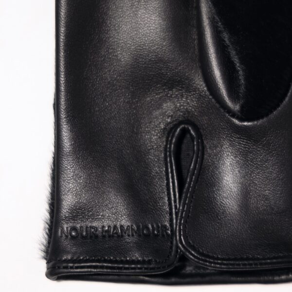 Nour Hammour Gloves Color | Short Gloves Ponyhair Ponyhair Leather Gloves luxury leather Gloves from Coveti