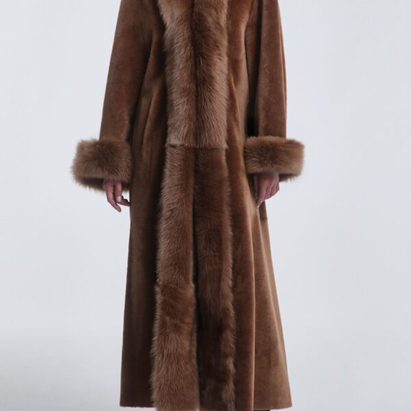Nour Hammour Coats Color | Sima Grand Shearling Coat luxury leather Coats from Coveti