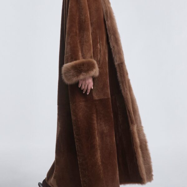 Nour Hammour Coats Color | Sima Grand Shearling Coat luxury leather Coats from Coveti