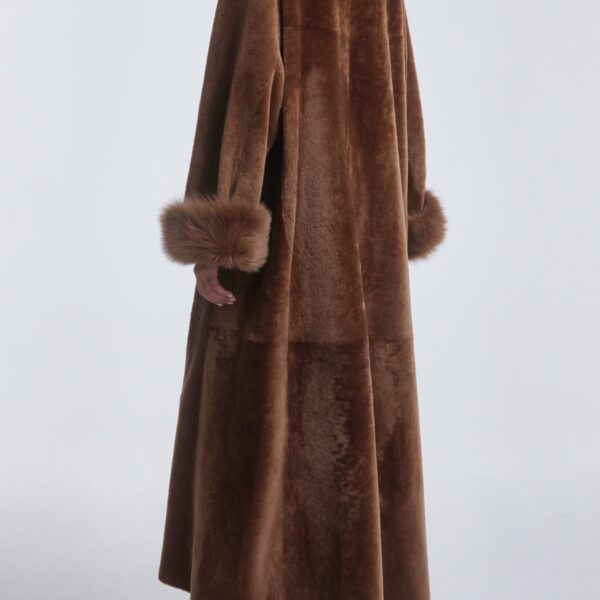 Nour Hammour Coats Color | Sima Grand Shearling Coat luxury leather Coats from Coveti
