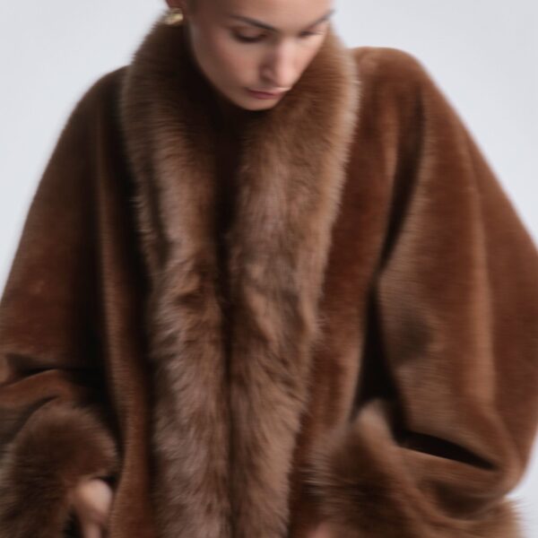 Nour Hammour Coats Color | Sima Grand Shearling Coat luxury leather Coats from Coveti
