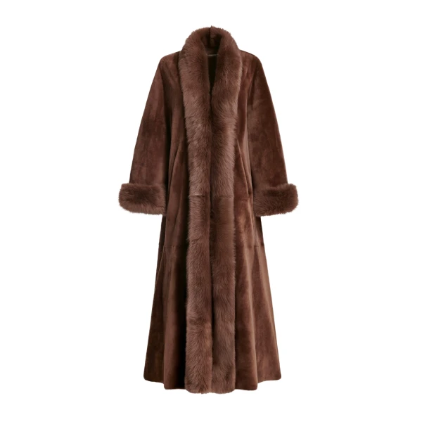Nour Hammour Coats Color | Sima Grand Shearling Coat luxury leather Coats from Coveti