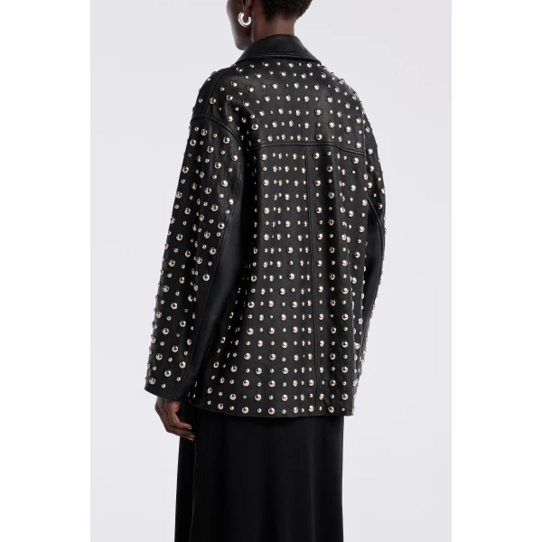 Nour Hammour Studded Leather Jacket Decadent Studded Jacket, view 4