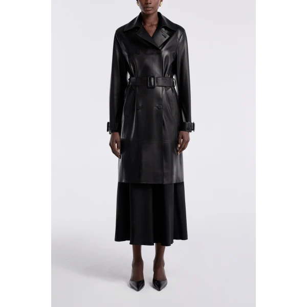 Nour Hammour Tate Midlength Essential Leather Trench Coat, view 2