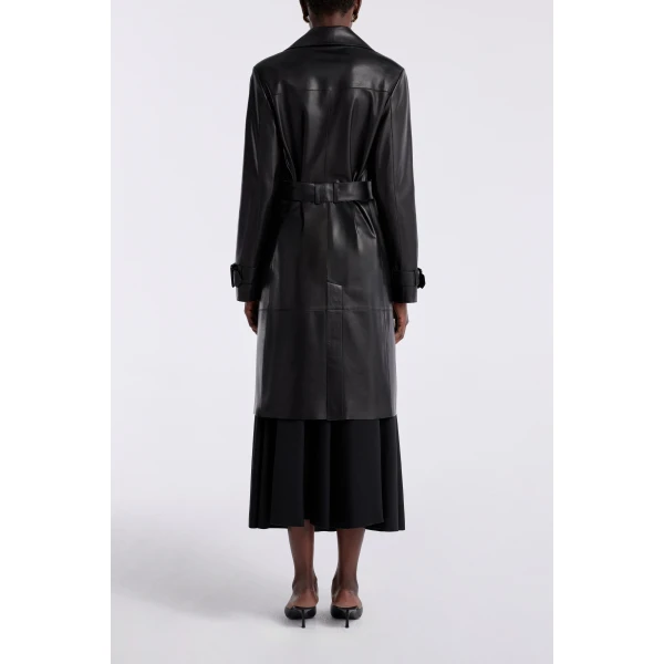 Nour Hammour Tate Midlength Essential Leather Trench Coat, view 3