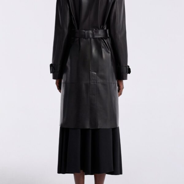 Nour Hammour Coats Color | Tate Midlength Essential Leather Trench luxury leather Coats from Coveti