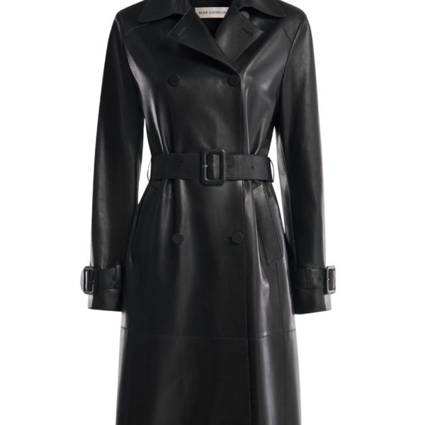 Nour Hammour Coats Color | Tate Midlength Essential Leather Trench luxury leather Coats from Coveti