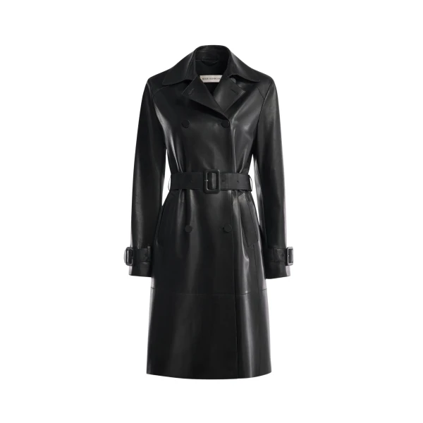 Nour Hammour Coats Color | Tate Midlength Essential Leather Trench luxury leather Coats from Coveti