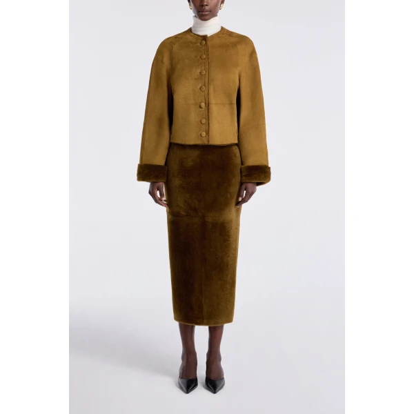 Nour Hammour Willow Cropped Shearling Cardigan, view 2