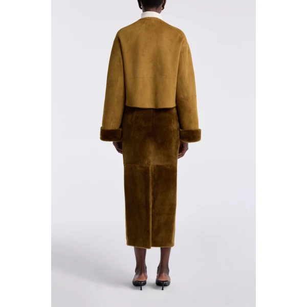 Nour Hammour Willow Cropped Shearling Cardigan, view 4