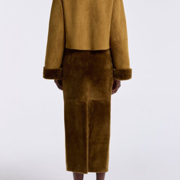 Nour Hammour Knitwear Color | Willow Cropped Shearling Cardigan luxury leather Knitwear from Coveti