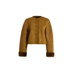 Nour Hammour Knitwear Color | Willow Cropped Shearling Cardigan luxury leather Knitwear from Coveti