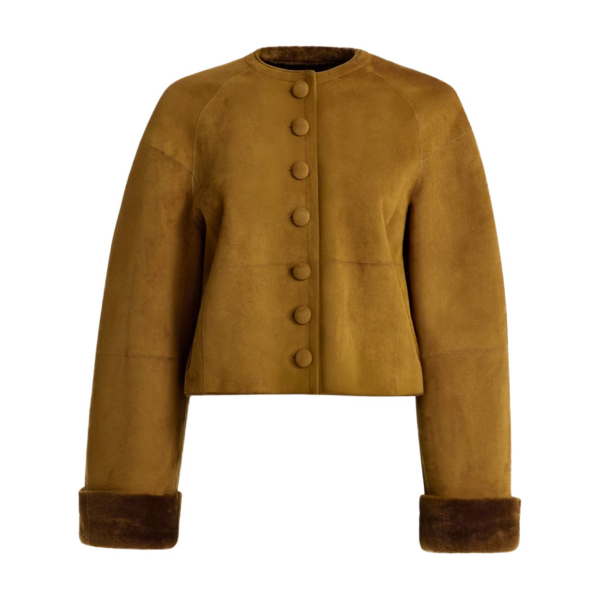 Nour Hammour Knitwear Color | Willow Cropped Shearling Cardigan luxury leather Knitwear from Coveti