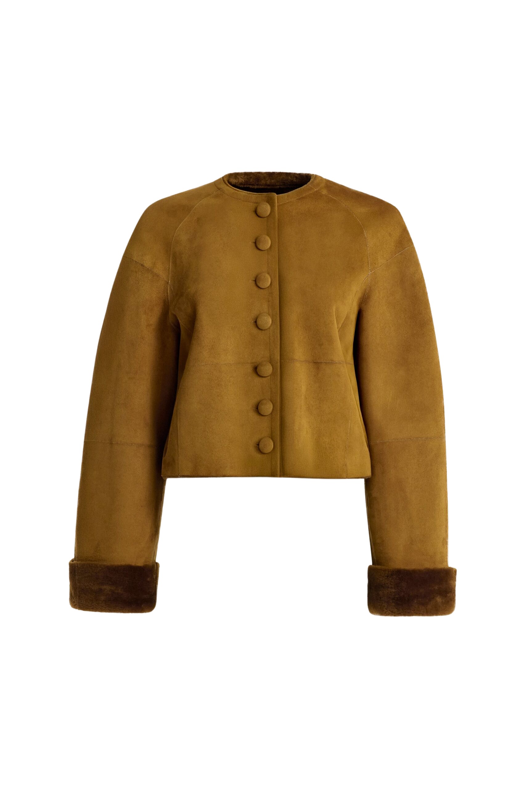 Nour Hammour Knitwear Color | Willow Cropped Shearling Cardigan luxury leather Knitwear from Coveti
