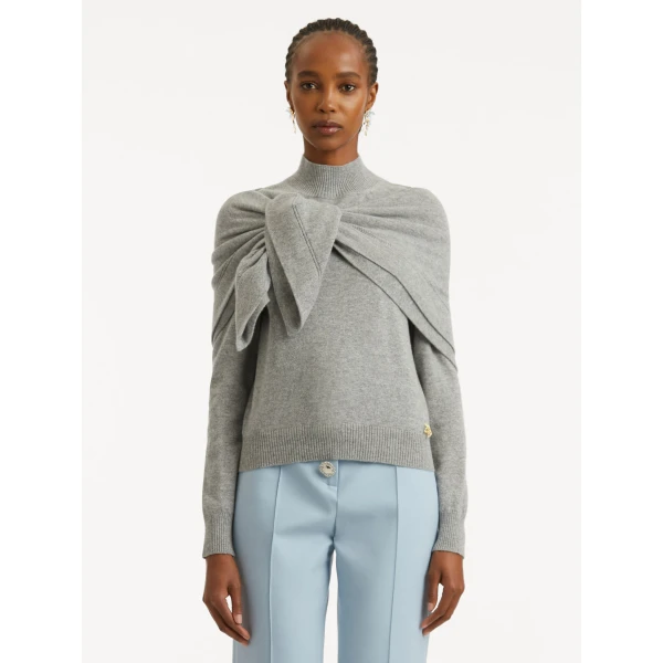 Oscar de la Renta O Flower Cashmere Pullover with Scarf - Oscar de la Renta Knitwear - American Couture - Shop at Coveti