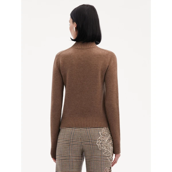 Oscar de la Renta O Flower Mock Neck Cashmere Pullover - Oscar de la Renta Knitwear - American Couture - Shop at Coveti