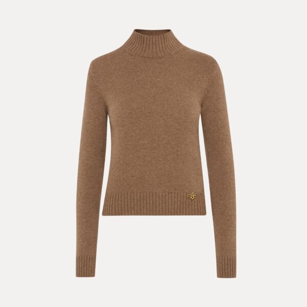 Oscar de la Renta O Flower Mock Neck Cashmere Pullover - Oscar de la Renta Knitwear - American Couture - Shop at Coveti