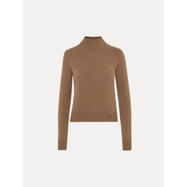 Oscar de la Renta O Flower Mock Neck Cashmere Pullover - Oscar de la Renta Knitwear - American Couture - Shop at Coveti