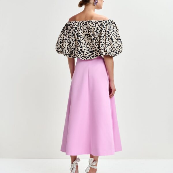Essentiel Antwerp Off-white and black gathered bodysuit with puffed sleeves - Essentiel Antwerp Bodysuit - Colorful Belgian Design - Shop at Coveti