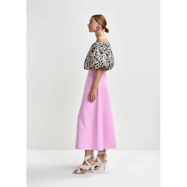 Essentiel Antwerp Off-white and black gathered bodysuit with puffed sleeves, view 5