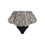 Essentiel Antwerp Off-white and black gathered bodysuit with puffed sleeves - Essentiel Antwerp Bodysuit - Colorful Belgian Design - Shop at Coveti