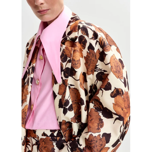Essentiel Antwerp Off-white and brown double-breasted coat, view 4