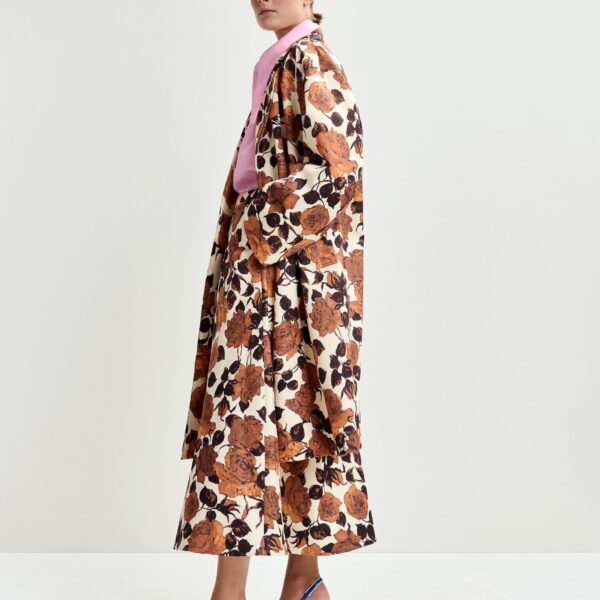 Essentiel Antwerp Off-white and brown double-breasted coat - Essentiel Antwerp Coats - Colorful Belgian Design - Shop at Coveti