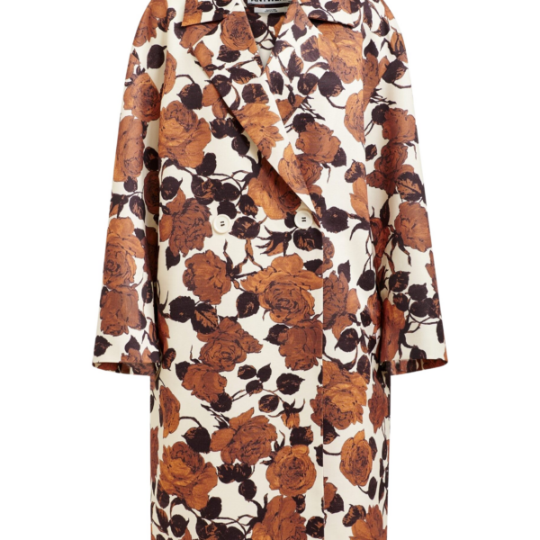 Essentiel Antwerp Off-white and brown double-breasted coat - Essentiel Antwerp Coats - Colorful Belgian Design - Shop at Coveti
