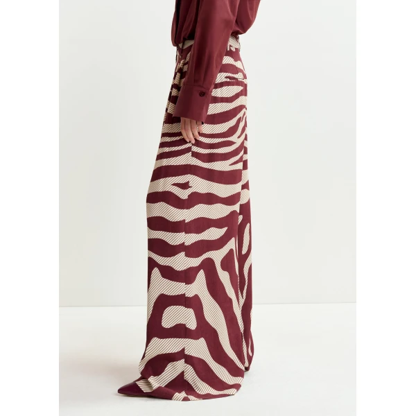 Essentiel Antwerp Off-white and burgundy zebra-print wide-leg pants, view 4