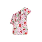 Essentiel Antwerp Off-white and multicolor asymmetric ruffle one-shoulder top - Essentiel Antwerp Tops - Colorful Belgian Design - Shop at Coveti