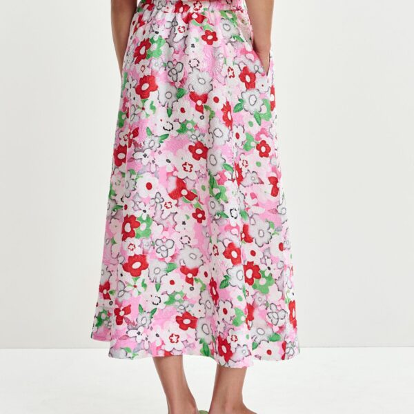 Essentiel Antwerp Off-white and multicolor floral-jacquard midi skirt - Essentiel Antwerp Skirts - Colorful Belgian Design - Shop at Coveti