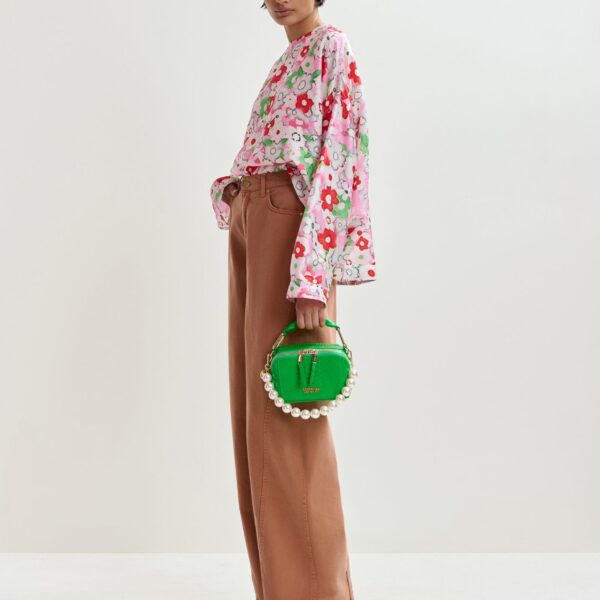 Essentiel Antwerp Off-white and multicolor floral jacquard top - Essentiel Antwerp Tops - Colorful Belgian Design - Shop at Coveti