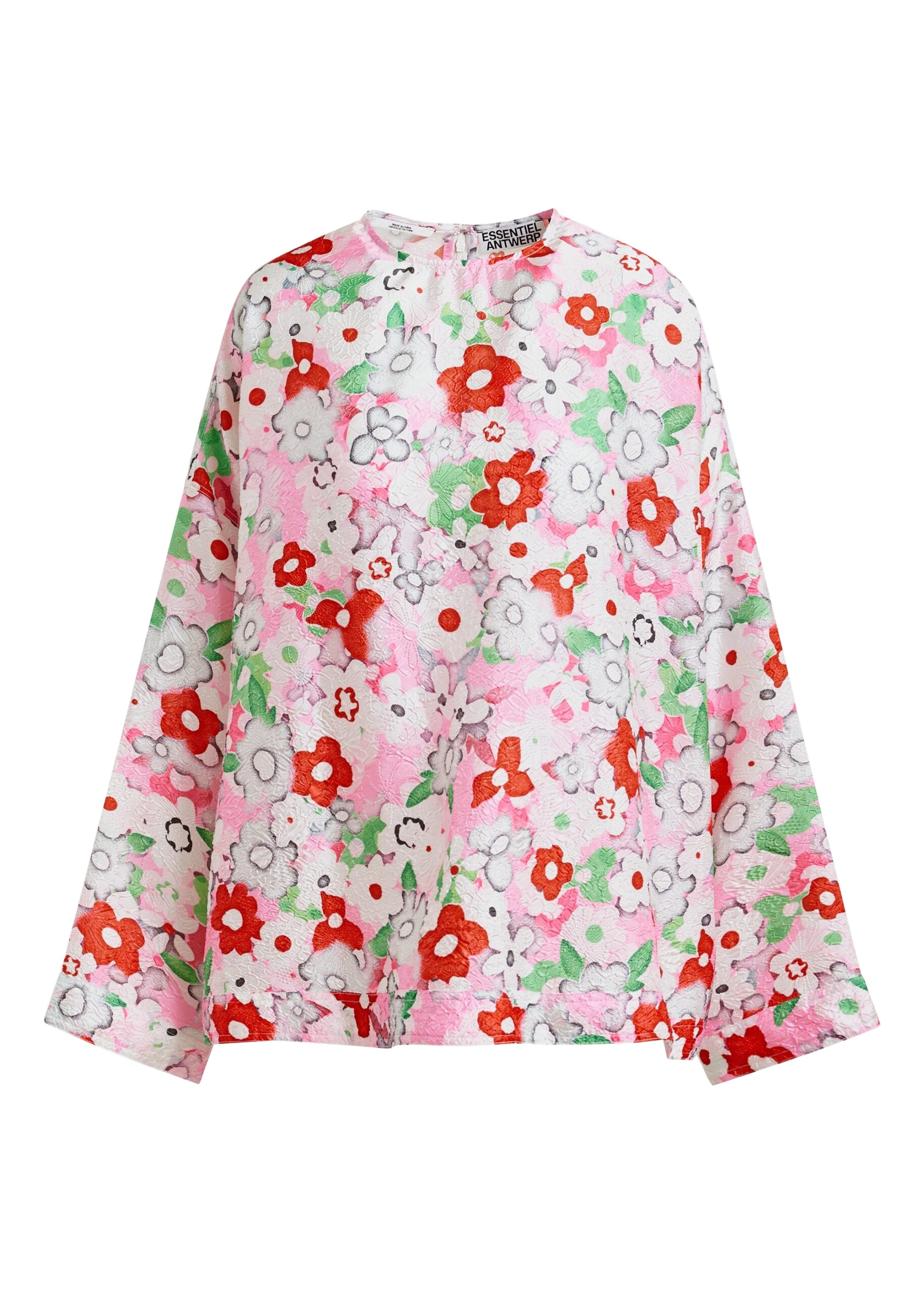 Essentiel Antwerp Off-white and multicolor floral jacquard top - Essentiel Antwerp Tops - Colorful Belgian Design - Shop at Coveti