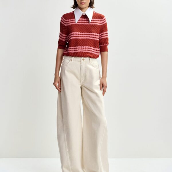 Essentiel Antwerp Off-white barrel-leg jeans - Essentiel Antwerp Pants - Colorful Belgian Design - Shop at Coveti