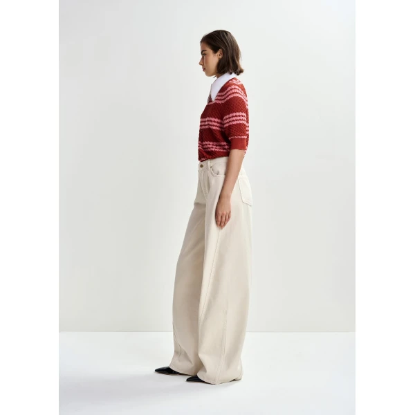 Essentiel Antwerp Off-white barrel-leg jeans, view 5