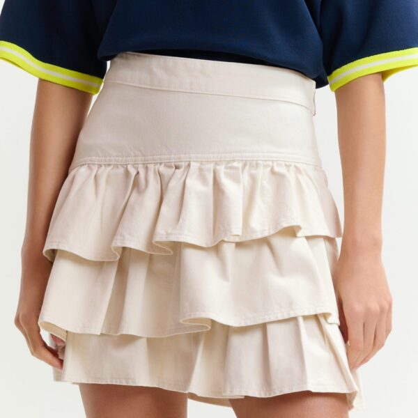 Essentiel Antwerp Off-white cotton miniskirt with ruffle details - Essentiel Antwerp Skirts - Colorful Belgian Design - Shop at Coveti
