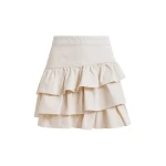 Essentiel Antwerp Off-white cotton miniskirt with ruffle details - Essentiel Antwerp Skirts - Colorful Belgian Design - Shop at Coveti