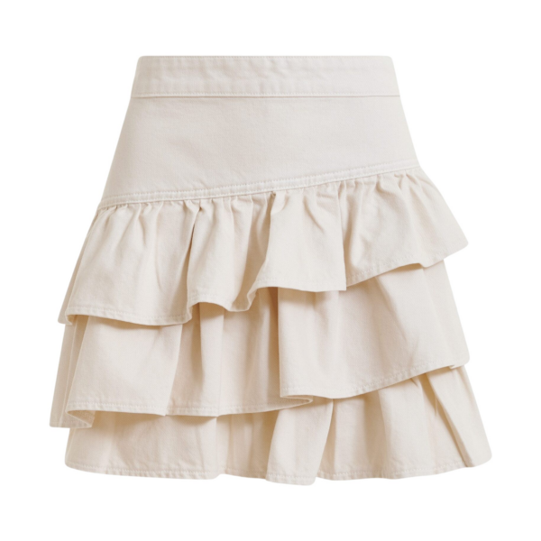 Essentiel Antwerp Off-white cotton miniskirt with ruffle details - Essentiel Antwerp Skirts - Colorful Belgian Design - Shop at Coveti