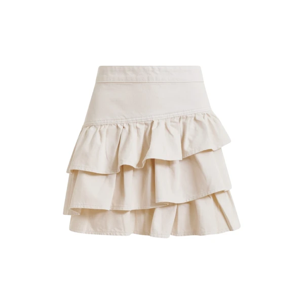 Essentiel Antwerp Off-white cotton miniskirt with ruffle details - Essentiel Antwerp Skirts - Colorful Belgian Design - Shop at Coveti
