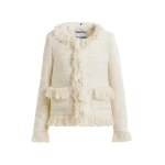 Essentiel Antwerp Off-white fringed wool-blend bouclé jacket - Essentiel Antwerp Jackets - Colorful Belgian Design - Shop at Coveti