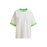 Essentiel Antwerp Off-white knit T-shirt with light green contrasting trim - Essentiel Antwerp Shirts - Colorful Belgian Design - Shop at Coveti