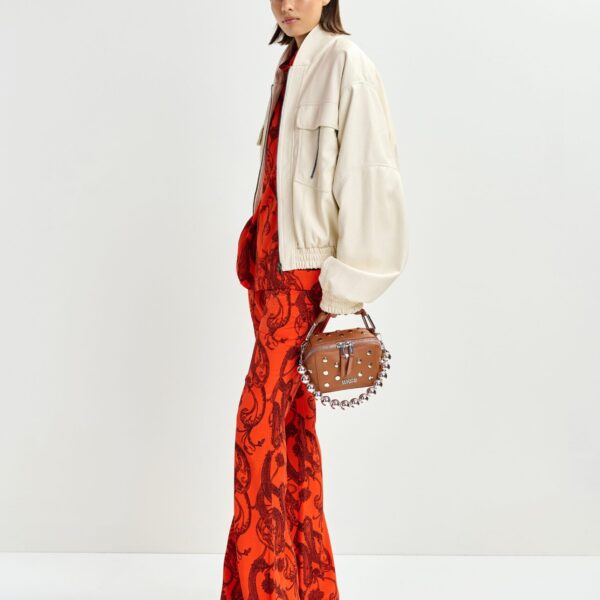 Essentiel Antwerp Off-white oversized faux-leather bomber jacket - Essentiel Antwerp Jackets - Colorful Belgian Design - Shop at Coveti