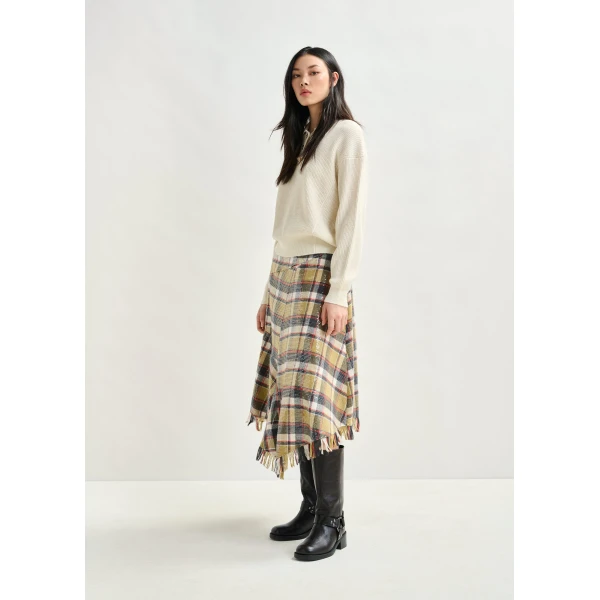 Essentiel Antwerp Off-white wool-blend polo with jewel buttons Top, view 5