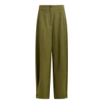 Essentiel Antwerp Olive green barrel-leg pants with twisted side seams - Essentiel Antwerp Pants - Colorful Belgian Design - Shop at Coveti
